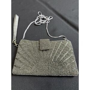 BAMBOO TRADING CO. beaded wristlet purse with cross-body strap magnetic clasp NM